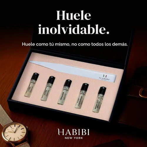 Vista 3 de H HABIBI Set de descubrimiento de fragancias para hombre, 5 × 0.1 fl oz