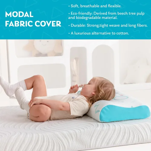 Vista 3 de MLILY Almohada infantil para dormir, almohada ajustable de espuma viscoelástica para niños, juego de cama, almohadas transpirables y refrescantes