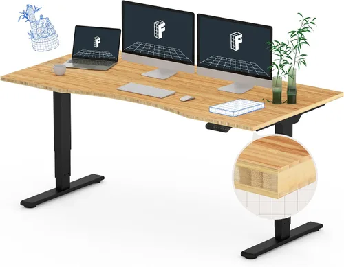 Vista 14 de FlexiSpot E6 Bamboo - Escritorio eléctrico de pie de 3 etapas con motor dual de 48 x 24 pulgadas, soporta 220 libras, altura ajustable con ajustes