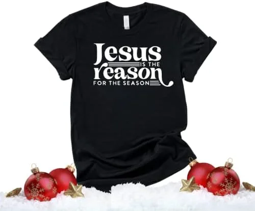 Vista 5 de Jesus Is The Reason For The Season Shirt, Christmas Shirts for Women Plus Size, Faith Based Christmas Tshirt, Stocking Stuffers Christian Gifts