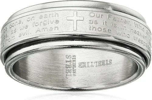 Vista 5 de Amazon Essentials Steeltime - Anillo giratorio chapado en oro de 18 quilates para hombre, con oración Our Father (anteriormente Amazon Collection)