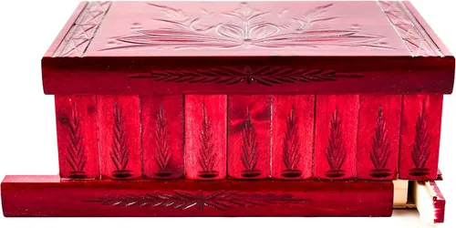 Vista 4 de Caja de rompecabezas de madera hecha a mano (grande) clave oculta secreta y compartimento de almacenamiento para anillos, collares, pendientes