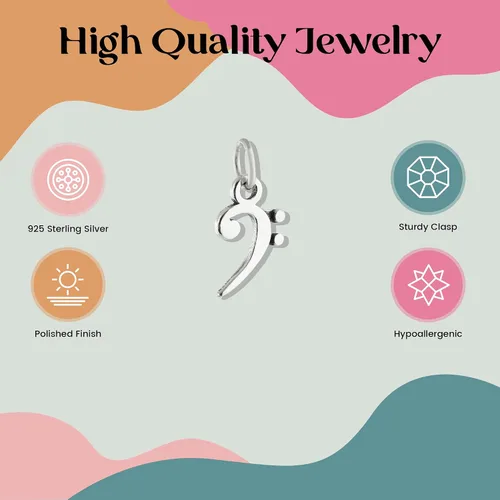 Vista 3 de FashionJunkie4Life Colgantes de plata de ley con dije de clave de agudos y base para mujer