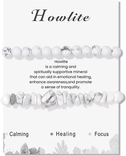 Vista 29 de Pulseras de cristal curativo para mujer, 2 pulseras de piedra natural de 0.236 pulgadas, pulseras elásticas de cuentas de cristal hechas a mano