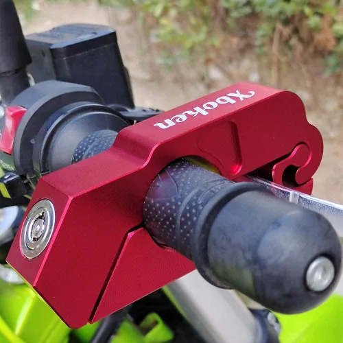 Vista 7 de Xboken - Cerradura de motocicleta antirrobo, resistente, cerraduras de seguridad ajustables para manillar del acelerador y freno, cerraduras
