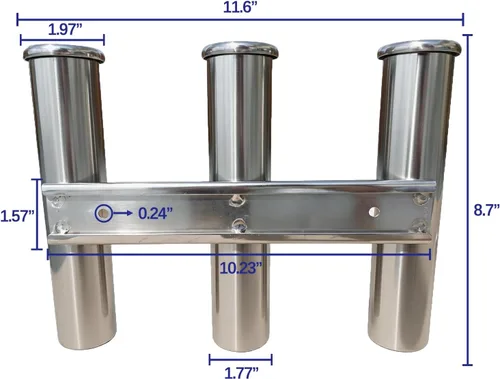Vista 2 de Marine Boat - Soporte para caña de pescar de acero inoxidable con 3 cañas, 3 cañas, barco de pesca marina, acero inoxidable, soportes laterales