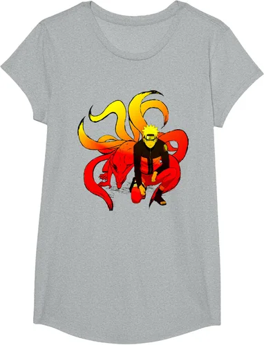 Vista 48 de Naruto Shippuden Naruto and 9 Tails - Camiseta de manga corta Negro