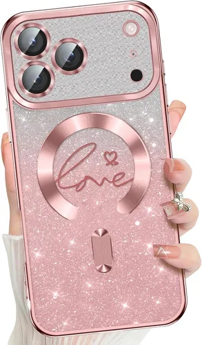 Vista 13 de Misscase Funda para iPhone 16 Pro Case Magnética con Purpurina con Protector Completo de Lente de Cámara, [Compatible con MagSafe] Linda Funda