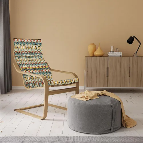 Vista 2 de Ambesonne African Armchair Pad and Slipcover, Chevron Zigzags and Half Circles Folkloric Elements Sharp Canonical Motifs, 1 Piece Soft Cushion