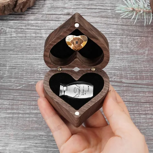 Vista 4 de SOITIS Urna de madera con forma de corazón personalizada, mini urnas para cenizas humanas de 1.2 pulgadas, pequeñas urnas para cenizas humanas