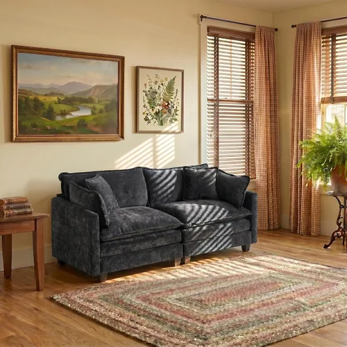 Vista 60 de Sofá modular modular de felpilla beige de 78 pulgadas para sala de estar, sofá modular de felpilla beige para sala de estar, sofás para sala
