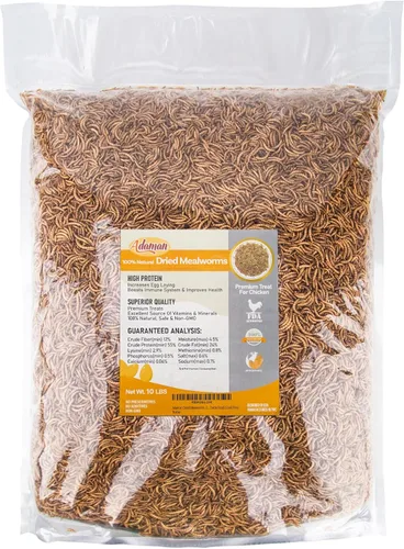 Vista 9 de Adaman - Gusanos secos de harina de 5 libras, alimento para gallinas Gusanos de comida ricos en proteínas para pollos, patos, reptiles y lagartos