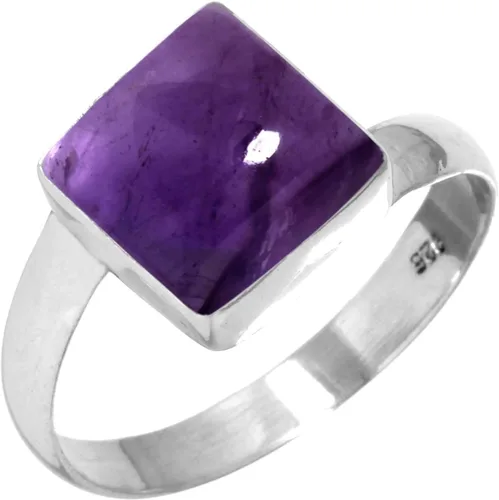 Vista 22 de Boho - Anillo de plata de ley 925 hecha a mano con piedras preciosas naturales, lapislázuli, granate, turquesa y cuadrado Ámbar