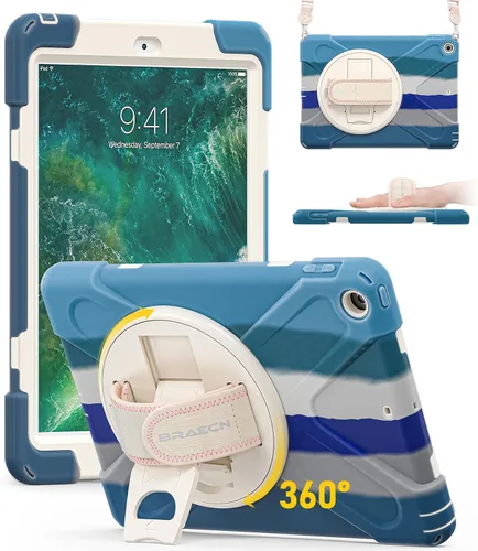 Vista 18 de BRAECN Funda para iPad 6ª/5ª Generación, Funda iPad 9.7 2018/2017 - Resistente a Prueba de Golpes con Soporte para Lápices, Correa de Hombro