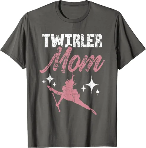 Vista 30 de Twirler Mom Baton Madre Majorette Funny Gymnastic Twirling T-Shirt Negro