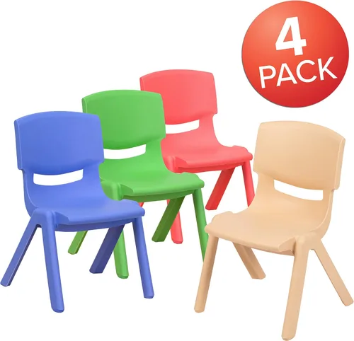 Vista 3 de Flash Furniture - Silla escolar apilable de plástico azul con altura de asiento de 10 1/2 pulgadas