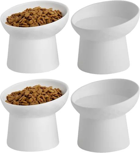 Vista 12 de Pequeños cuencos elevados de cerámica para gatos, cuencos elevados inclinados para alimentos o agua, sin estrés, prevención de reflujo, aptos