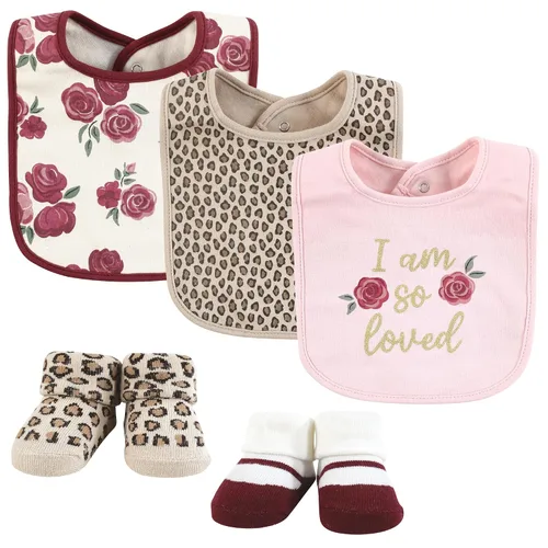 Vista 5 de Hudson Baby Conjunto de babero y calcetines unisex de algodón para bebé, Tamaño único Chica Calabaza
