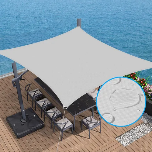 Vista 7 de Toldo tipo vela con kit de herramientas, impermeable, 6.5 x 10 pies, rectangular, con bloqueo UV, refugio para patio al aire libre, patio, césped