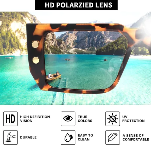 Vista 3 de JIM HALO Gafas de sol rectangulares para mujeres y hombres, lentes de conducción polarizados retro de los años 90, estilo vintage, marco cuadrado