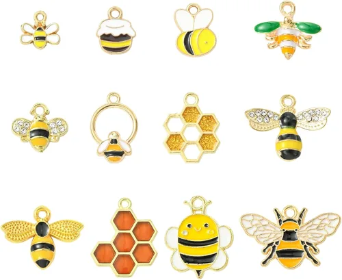 Vista 10 de KitBeads Enamel Animal Charm Alloy Cartoon Pendnats for Jewelry Making Bulk Bee 8Pcs