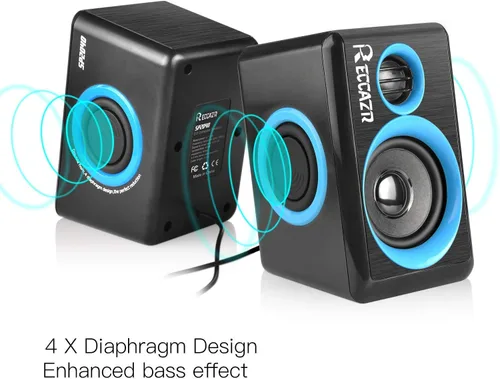 Vista 2 de RECCAZR SP2040 Altavoces de computadora envolvente con graves profundos USB con cable multimedia altavoz para PC/portátiles/teléfono inteligente