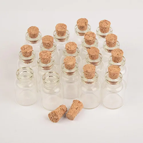 Vista 5 de Botellas de vidrio de 0.1 fl oz Botellas pequeñas con corchos Mini frascos de vidrio para embalaje Regalo 50 unids/lote