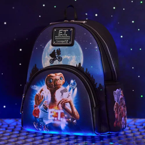 Vista 2 de Loungefly E.T. El 40 aniversario extraterrestre mochila de escena de bicicleta, exclusiva de Tienda (ETBK0003)