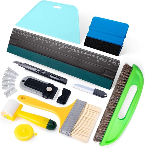 Vista 9 de Kit de herramientas profesionales para papel pintado FOSHIO, incluyendo cepillo alisador, rodillo de costuras, cepillo aplicador de pasta