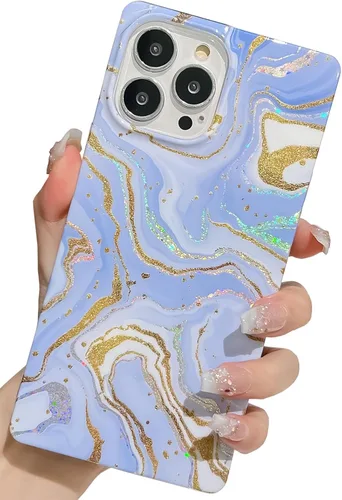 Vista 13 de Elegante Funda con Concha de Madre Perla para Niña Compatible con iPhone 14 de 6.1 Pulgadas, Funda Rectángulo con Borde, Elegante y delgada