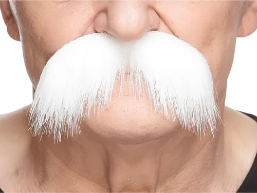 Vista 41 de Mustaches Self-Adhesive Fake Mustache, Synthetic Fur Costume Accessory Set Arqueólogo gris con blanco