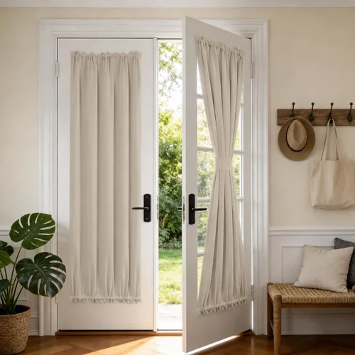 Vista 59 de Deconovo - Cortinas opacas para puerta francesa para ventana de puerta Gris oscuro