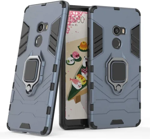 Vista 8 de LuluMain Compatible con funda Xiaomi Mi Mix 2, soporte de anillo de metal a prueba de golpes (funciona con soporte magnético para automóvil)