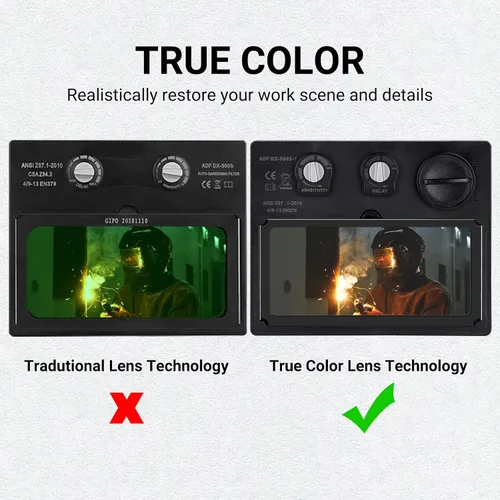 Vista 3 de Welding Helmet Auto Darkening: DEKORPO True Color Solar Powered Auto Darkening Welding Welder Mask Hood Helmets