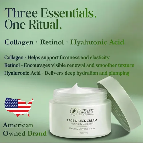 Vista 3 de Crema de colágeno, retinol y ácido hialurónico – Hidratante diario antienvejecimiento para cara y cuello, crema reafirmante, ligera, de rápida