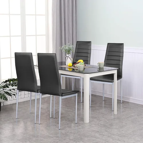 Vista 2 de KOTEK Juego de 4 sillas de comedor de piel sintética, sillas laterales tapizadas con respaldo alto ergonómico y marco de acero, sillas laterales