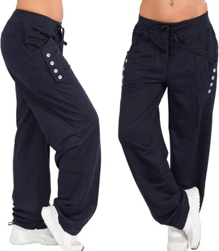 Vista 2 de Pantalones deportivos holgados para mujer, talla grande, bolsillos de pierna ancha, pantalones cargo deportivos de yoga, pantalones de trabajo