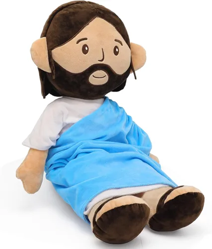 Vista 9 de Yelakey Muñeco de peluche de Jesús marrón de 11.8 pulgadas, guardián, bautizo, peluche, juguete de Salvador, regalos para la iglesia, escuela
