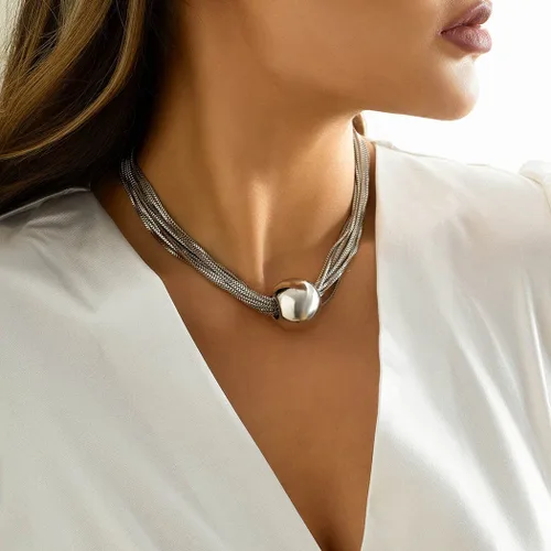 Vista 7 de Sixexey Gargantilla de oro grueso con borlas, collares de esfera, collar de esfera geométrica, joyería para mujer