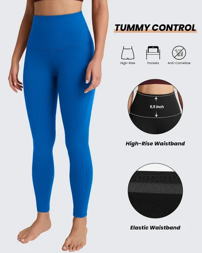 Vista 3 de Leggings de cintura ultra alta para mujer de 27 pulgadas, pantalones de compresión con control de abdomen, pantalones de yoga ajustados para gimnasio