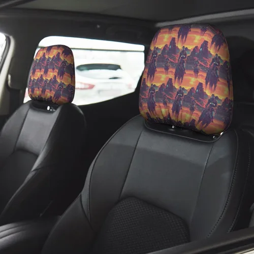 Vista 5 de Headrest Covers for Cars Accessories Interior for Women Men 2Pcs - Cyber Retro Western Cowboy Print Head Rest Cover for Car Decor, Fashion