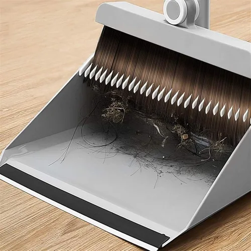 Vista 4 de Juego de escoba con recogedor Limpieza del hogar Escoba de acero inoxidable Recogedor Combinación antiadherente Artefactos de barrido de pelo