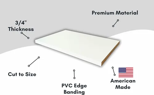 Vista 3 de Estantes blancos personalizados cortados a medida 3/4" - Estante de gabinete de tamaño personalizado - Estantes de melamina cortados a medida 3/4