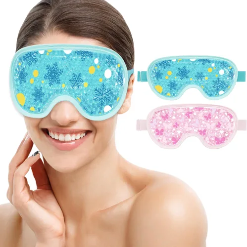 Vista 9 de Máscara refrescante para ojos fríos, máscara de compresión para ojos hinchados, reutilizable para ojos hinchados, gel de hielo para ojos cansados