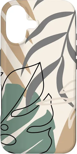 Vista 32 de Funda abstracta minimalista exótica para iPhone 16 Tropical Botanical Beige Brown