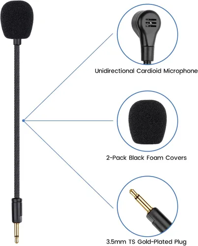 Vista 7 de Kaira Pro - Micrófono de repuesto para auriculares inalámbricos Razer Kaira Pro, micrófono desmontable con cancelación de ruido de 0.138 in