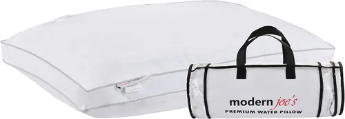 Vista 7 de Modern Joes - Almohada de agua de lujo, tamaño Queen con doble borde ribeteado, soporte ortopédico totalmente ajustable, almohada a base de agua