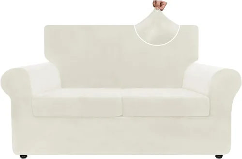 Vista 44 de ZNSAYOTX Fundas elásticas para silla de terciopelo de lujo con brazo, 2 piezas, para sala de estar, funda gruesa y suave, antideslizante, protector