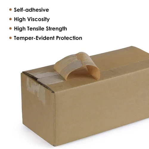 Vista 4 de TooCust Cinta de papel marrón para escribir de 2 pulgadas x 55 yardas, superficie no recubierta, no necesita agua, se puede rasgar a mano, cinta