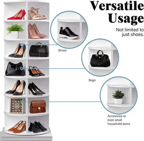 Vista 3 de EconoHome Zapatero giratorio de 360°, organizador de zapatos giratorio de 7 niveles, organizador de zapatos giratorio con capacidad para hasta 35